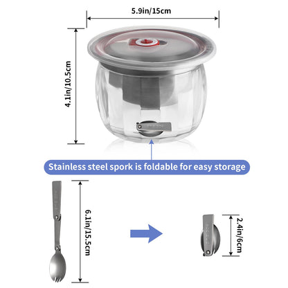 MOLIGOU Ice Chilled Dip Bowl with Lid, 22oz Chilled Serving Bowl for Parties, Dip Bowl on Ice with Stainless Steel Spork