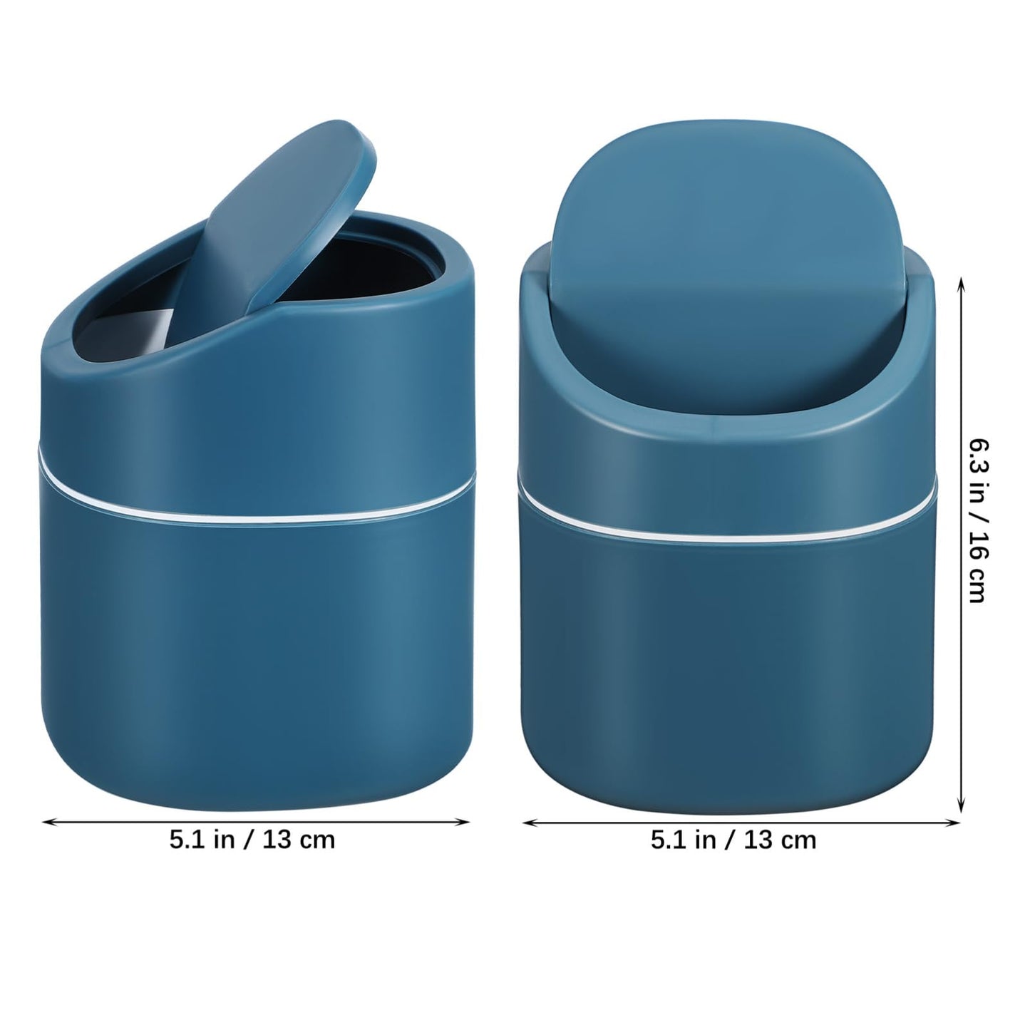 ABOOFAN Mini Desktop Trash can with Lid Small Countertop Garbage Bin for Office and Home Use One-Hand Operation Movable Base Easy to Clean Waste Basket 6.29X5.11X5.11In