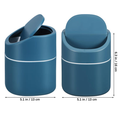ABOOFAN Mini Desktop Trash can with Lid Small Countertop Garbage Bin for Office and Home Use One-Hand Operation Movable Base Easy to Clean Waste Basket 6.29X5.11X5.11In