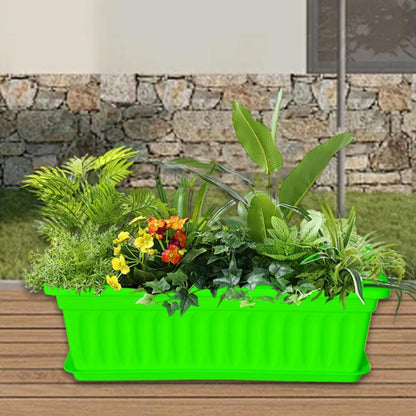 Sdlnklm Rectangular Planter Box for Gardening on Balcony Or Deck, Green