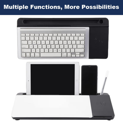 Small Glass Desktop Whiteboard Dry-Erase-Board - Computer Keyboard Stand with Wireless Charger White Board Surface Pad with Drawer, Desk Organizers with Accessories for Office, Home, School Supplies