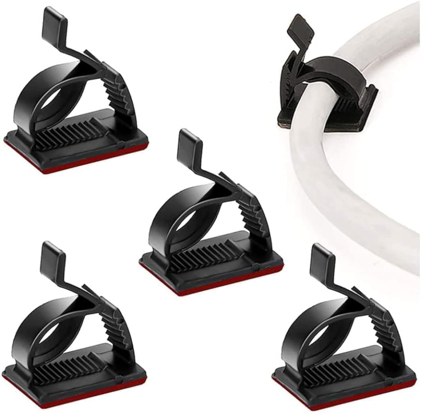 SOULWIT 50Pcs Adjustable Cable Management Clips, Adhesive Organizers Sticky Wire Clips Cord Holder for TV PC Ethernet Under Desk Wall Home Office