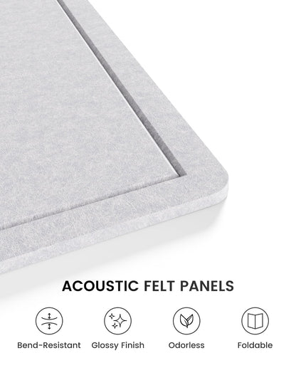 Fluxynara Bulletin Board,35.4" x 23.6" Cork Board Alternative with 12 Safe Removable Adhesive Tabs, Foldable Felt Pin Board for Home Office, Classroom, Bedroom,Entryway for Walls—Soft Gray