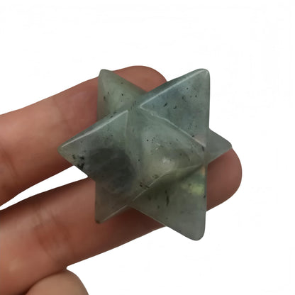 Afucats Natural Moonstone Crystal Merkaba Star Sacred Meditation Energy Healing Chakra Indoor Decorative Stone,1 Inchs Hexagram Spiritual Stone for Meditation