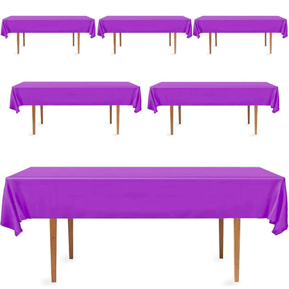DecorRack 6 Rectangular Tablecloths BPA-Free Plastic, 54 x 108 inch, Dining Table Cloth, Rectangle Table Cover for Parties, Picnic, Camping and Outdoor, Disposable or Reusable, Purple (6 Pack)