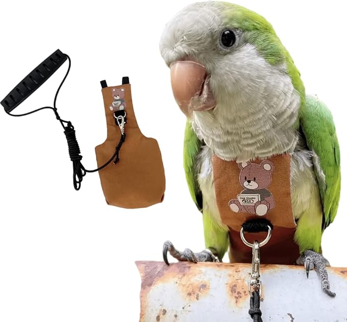 Bird Diaper Harness Flight Suit Clothes, Parrot Flight Suit with Leash for Parrot, Bird Flying Clothes with Rope and Handle for Outdoor Activities Training (Lovebird,with Leash)