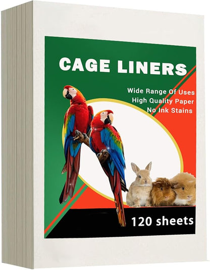 ZIQON 120 Pcs Bird Cage Liner Papers Big Size Cage Paper Liners Disposable Cage Paper Liners Precut Absorbent Cushion Pad Mat Accessories for Pet Bird Parrot (White, 12.2×8.2 inch)