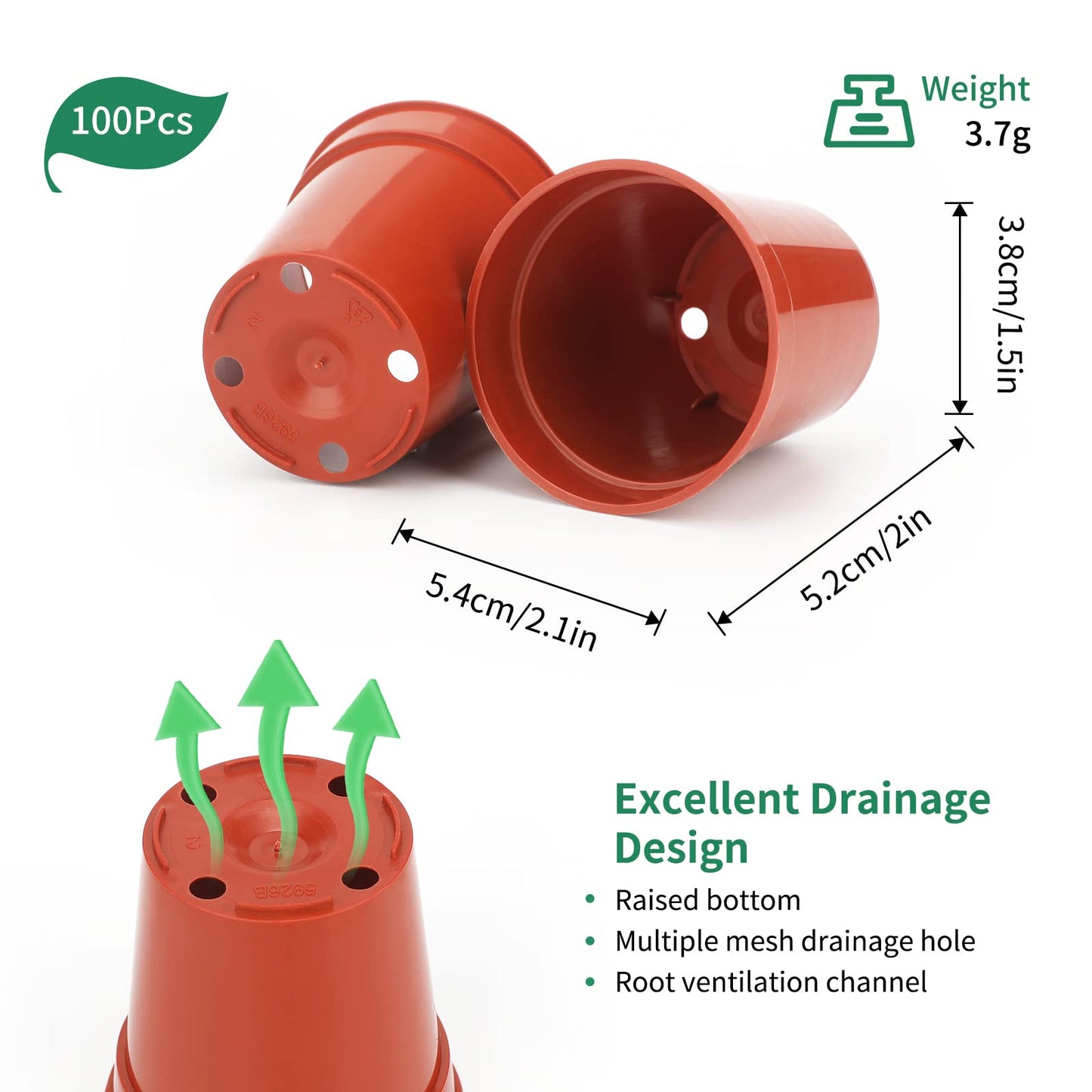KINGLAKE GARDEN Small Terracotta Plastic Pots,50 Packs 2 Inch Small Plant Pots with Drainage Holes,Mini Nursery Plastic Plant Planters for Succulents,Indoor Outdoor Plant