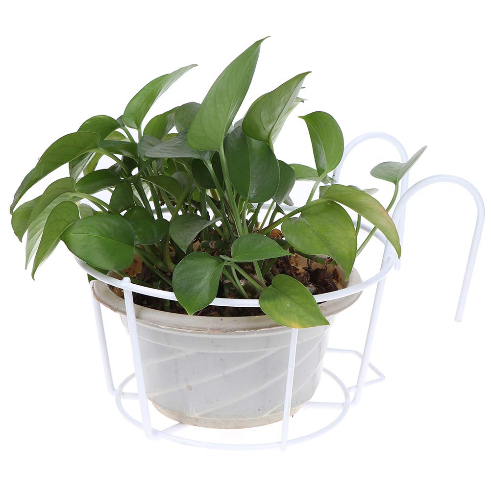 Hanging Railing Planters Baskets Balcony Flower Pot Holders Plant Iron Racks Fence Metal Potted Stand Mounted Balcony Round Plant Baskets Shelf Container Box for Indoor&Outdoor Use,Garden Steel Pots