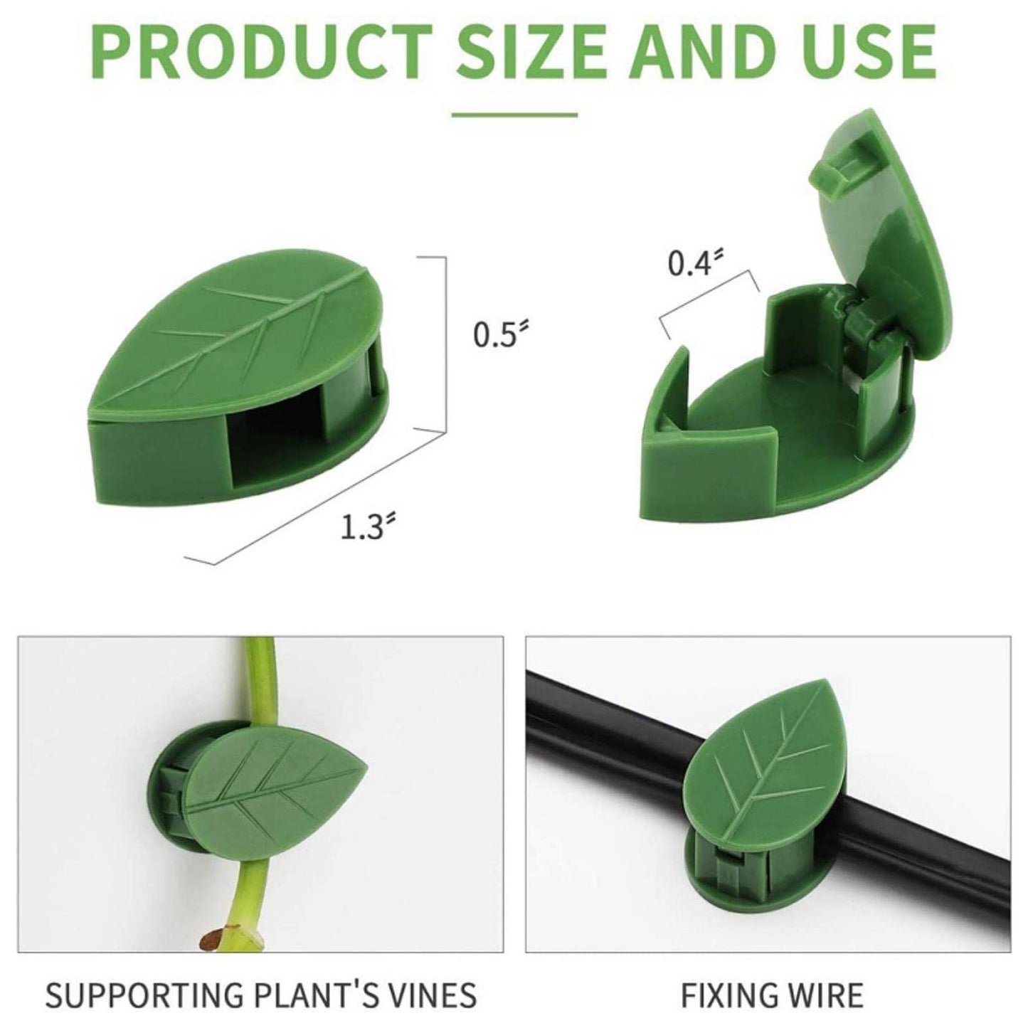 LeMall Plant Climbing Wall Fixture Clips, 100PCS Self-Adhesive Plant Hooks for Wall Vines Fixing Clips Green Leaf Plant Clip Garden Wall Clip Plant Clip Green Leaf Simulation for Garden Wall Clip