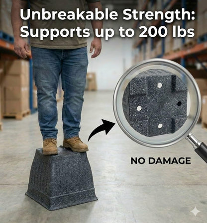18'' Large Square Planter for Plants - 4 Pack Imitation Cement Plastic Flower Pots with Drainage Holes & 2cm Raised Base, 14 Gal Decorative Stone Like Garden Pot, Retro Plant Container