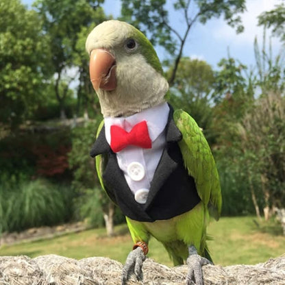 Bird Clothes Birds Flight Suit,Tuxedo Business Suit for Parrots African Greys Parakeet Cockatiel Sun Conure Christmas Party Birthday Cosplay Photo Prop Small Animals Apparel (XS,Black Suit)