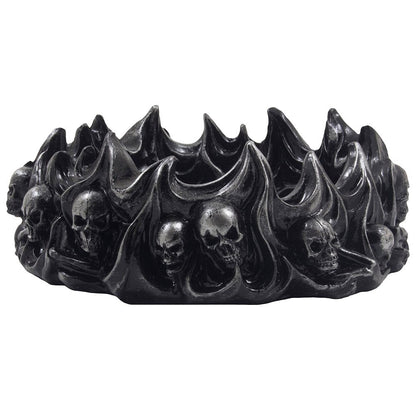 Decorative Skulls and Crossbones in Flames Ashtray for Spooky Skeleton Halloween Decorations or Medieval Art Figurines & Gothic Home Decor As Scary Fantasy Gifts