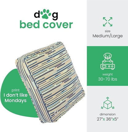 Molly Mutt I Don't Like Mondays Dog Bed Duvet Cover, 100% Cotton Canvas Cover for Dog, Puppy, or Cat Bed, Durable, Washable, and Free of Harmful Chemicals, Medium/Large, 27"x36"x5"