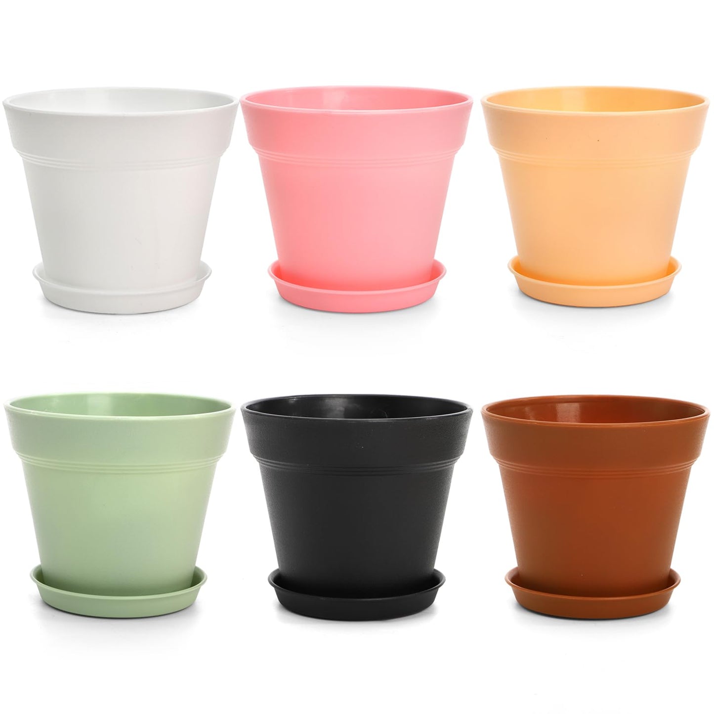 Frcctre 30 Pack 4 Inch Plastic Planter Pots, Small Flower Pots Seedlings Nursery Pots with Drainage Hole and Saucers for Indoor Outdoor Plants Flowers Herbs Succulents, 6 Colors