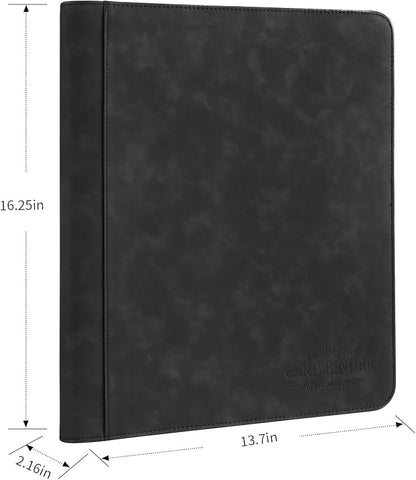 Toploader Binder,Toploader Hard Cases, 9-Pocket Pages Sleeves Hold up 288 Cards.Toploader Card Binder with Sleeves for “3×4” rigid，Card Holder(black)