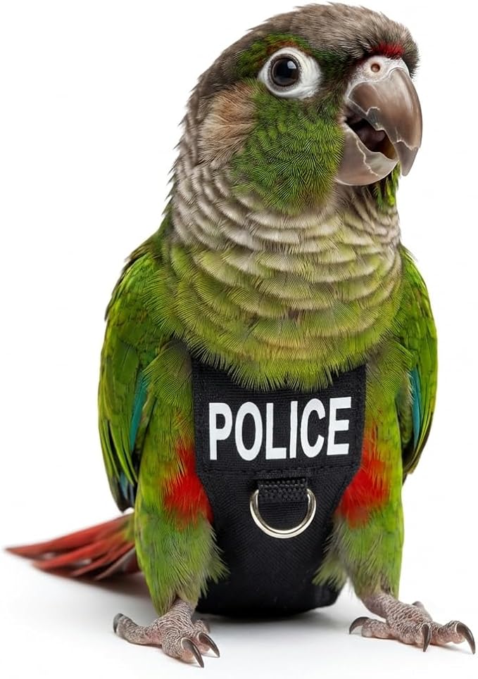Bird Diaper Flight Suit, Cute Cosplay Parrot Clothes, Easy-to-Wear Washable Nappy, Durable Metal Ring Harness for Cockatiel, Conure, African Grey, Parakeet Outdoor Flying (Without Leash,XL)