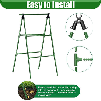 JK-GMTE Cucumber Trellises A Frame Plant Supports Green Trellis for Cucumber, Climbing Plants Vegetables Flowers (Green) 47x15in