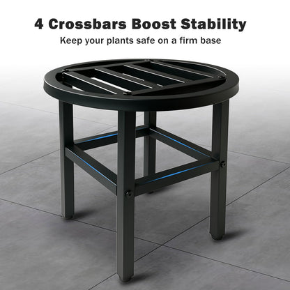 Hongsane Plant Stand Indoor Outdoor,13" Round Metal Plant Stands Riser,Heavy Duty Wrought Iron Pedestal Holders for Large Flower Pot,Outside Rust-Proof Black Flower Display Shelf for Patio,2-Pack