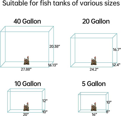 Aquarium Castle Decor – Resin Medieval Fish Tank Decorations with Hiding Holes, Betta Fish Tank Accessories Ornaments, Large Aquarium Decor, Gift for Kids & Fish Lovers