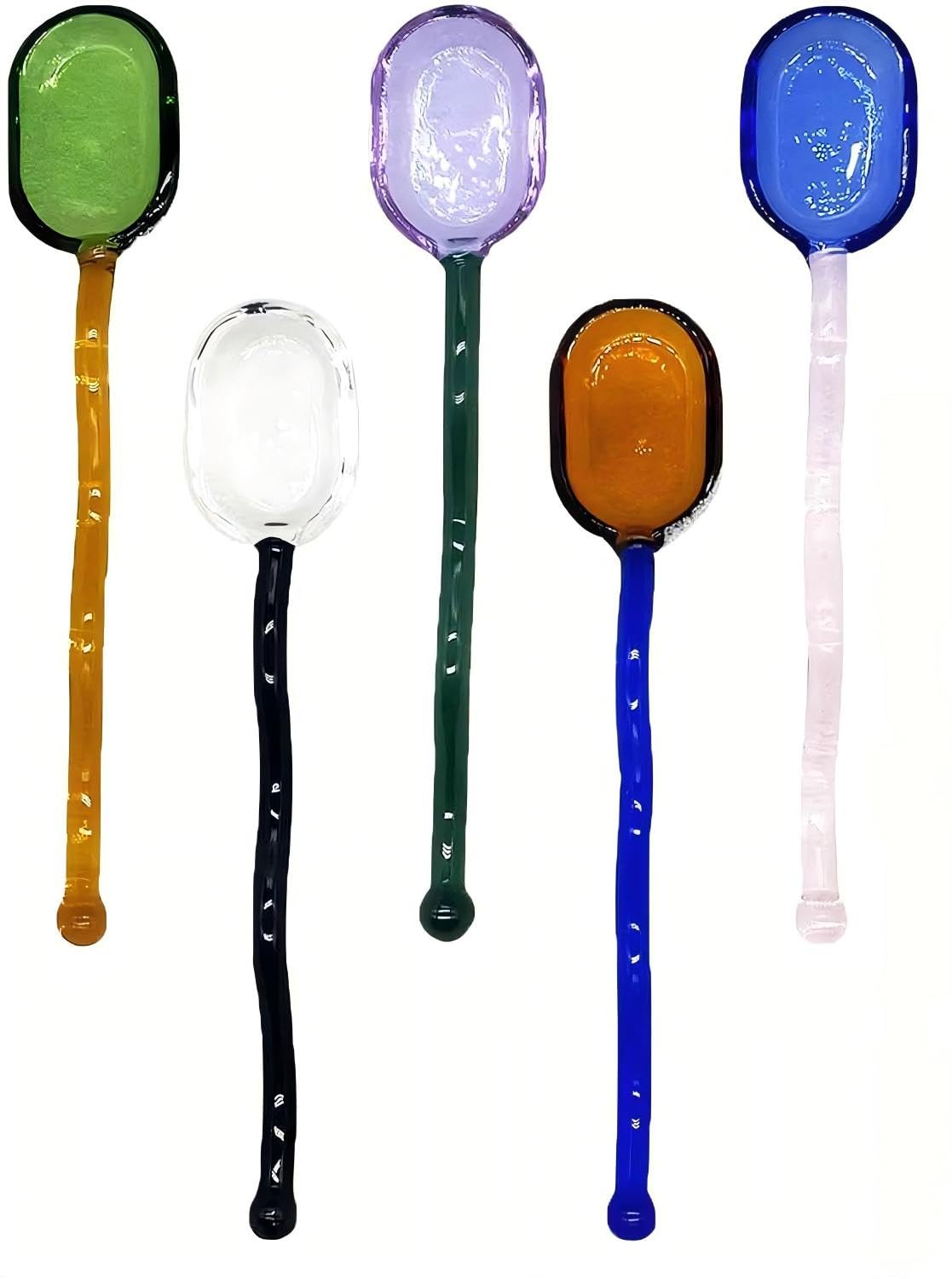 TMXAOK 5 Pieces Coffee Spoons, Glass Coffee Stirring Spoon, Espresso Stirring Spoon, Coffee Teaspoons, 6inch Coffee Stirrers for Tea Cocktail Milkshake Cold Drink Home Bar Party