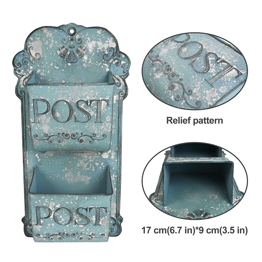 All Chic Metal Hanging Planter Wall Mounted Planters Metal Wall Planter Wall Vase Indoor Outdoor Wall Planter for Farmhouse Decor (Blue)