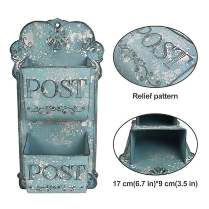 All Chic Metal Hanging Planter Wall Mounted Planters Metal Wall Planter Wall Vase Indoor Outdoor Wall Planter for Farmhouse Decor (Blue)