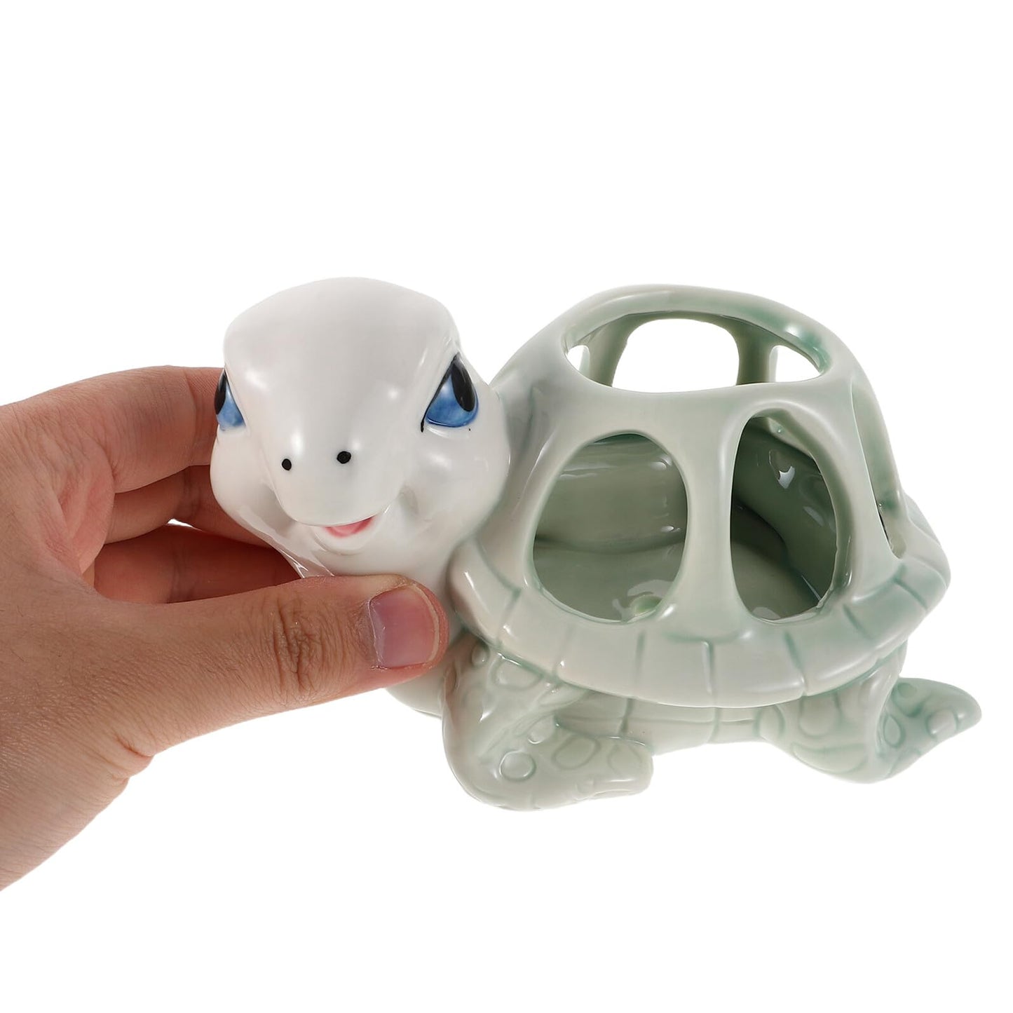 Housoutil Ceramic Animal Succulent Planter Pot Small Cute Turtle Shape Porcelain Mini Manual Planter for Indoor Desk Decoration