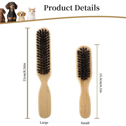 Soft Boar Bristle Dog Brush for Short Haired Dogs - Made of Bamboo, Gentle Deshedding & Grooming Tool, Ideal Dog Hair Brush for Pets, Dog Brushes for Grooming and Shedding （Small）
