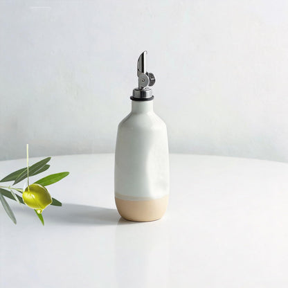 Rougizor Ceramic Olive Oil Dispenser Bottle for Kitchen 14 OZ with Gravity Spout for Olive Oil,Porcelain Oil Container, Vinegar, Soy Sauce Salt Coffee Syrups Other Liquids