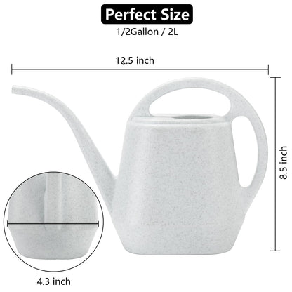 Fasmov Watering Can, 1/2 Gallon Plastic Watering Cans with Comfortable Handle, Small Garden Watering Cans Long Spout for Indoor Outdoor Watering Plants, Gray White