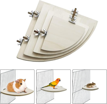 Litewoo Bird Parrot Corner Perch Flat Platform Stand, Easy to Install, Safe and Stable, Smooth Polishing Without Hurting Feet, Solid Hardwood Bird Cage Perches（S）