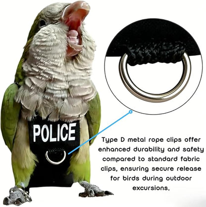 Bird Diaper Flight Suit, Cute Cosplay Parrot Clothes, Easy-to-Wear Washable Nappy, Durable Metal Ring Harness for Cockatiel, Conure, African Grey, Parakeet Outdoor Flying (with Leash,L)