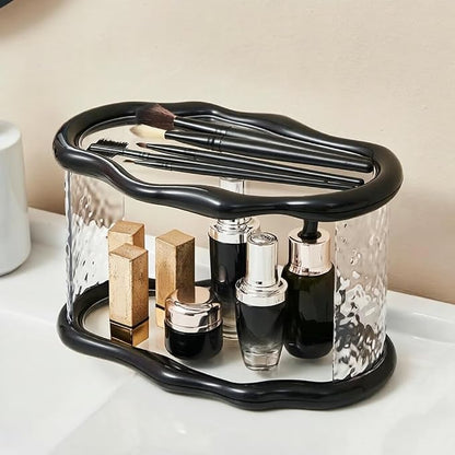 Bathroom Countertop Organizer, 2 Tier Bathroom Organizer and Storage, Acrylic Vanity Organizer Standing Holder Shelf, Perfume Makeup Skincare Cosmetic Desk Organizer for Bedroom Dressing Table, Black