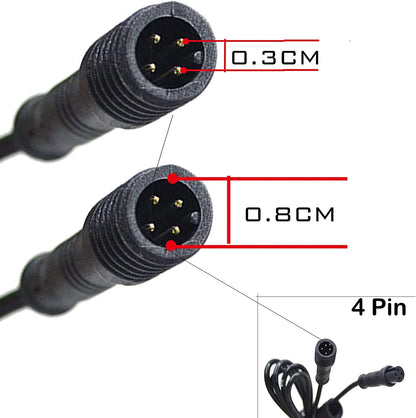UWDESY 4Pcs 60IN 5FT 4Pin RGB Waterproof Extension Cable Wire Cord Set - Multi-Color Neon Accent LED Underglow Rock Light Boat Drain Plug Underwater Light