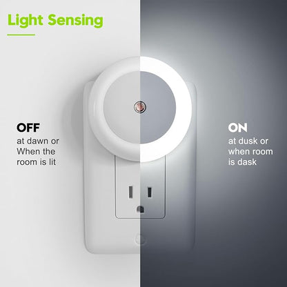 fesnne Night Lights Plug into Wall, Night Light, Dusk to Dawn Sensor, White Led Night Light 0.5W, 8 Pack Nightlight for Adults, Bedroom, Bathroom, Hallway, Kitchen