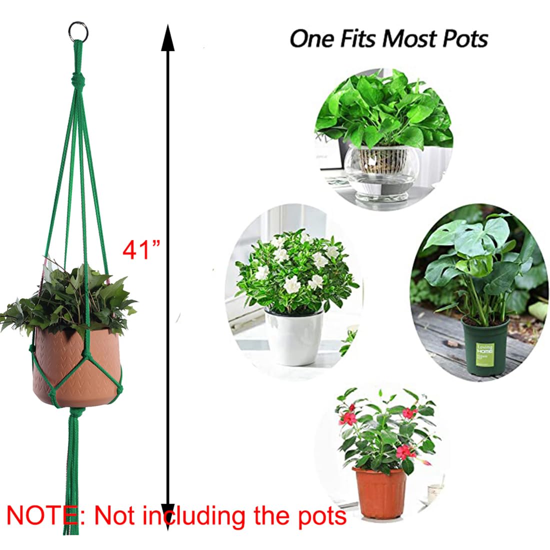ELANE 6PCS Macrame Plant Hanger Indoor Hanging Planter Basket Decorative Tassels Flower Pot Holder for Indoor Outdoor Home Decor(6Pcs Green)