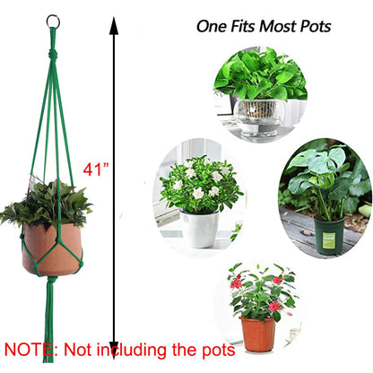 ELANE 6PCS Macrame Plant Hanger Indoor Hanging Planter Basket Decorative Tassels Flower Pot Holder for Indoor Outdoor Home Decor(6Pcs Green)