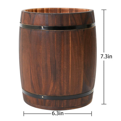 Tomato Garden Wooden Utensil Holder, Brown, Barrel Shape, Holds Spoons and Scoops, Wine Barrel Design, Painted, Smooth Surface, Sturdy Construction