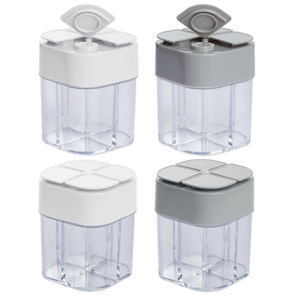 Miayon 4 Pack 4 in 1 Salt and Pepper Shaker Travel Spice Container Camping Seasoning Shaker RV Condiment Jars with Lid Camping Spice Kit for Home Restaurant Travel RV Cooking BBQ