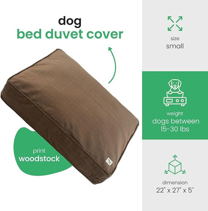 Molly Mutt Woodstock Dog Bed Duvet Cover, GOTS-Certified 100% Organic Cotton Canvas Cover for Dog, Puppy, or Cat Bed, Durable, Washable, and Free of Harmful Chemicals, Small, 22"x27"x5"