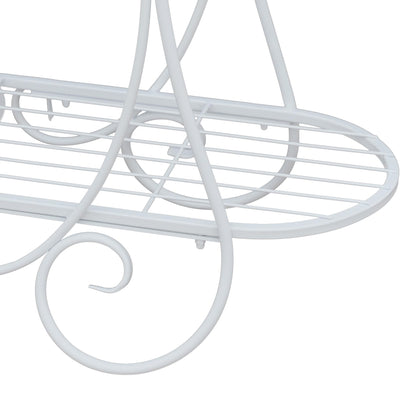 White Oval Plant Stand with Lattice Base, French Entryway Decor for Plants, Elegant Floor Flower Pot Holder Garden Decoration