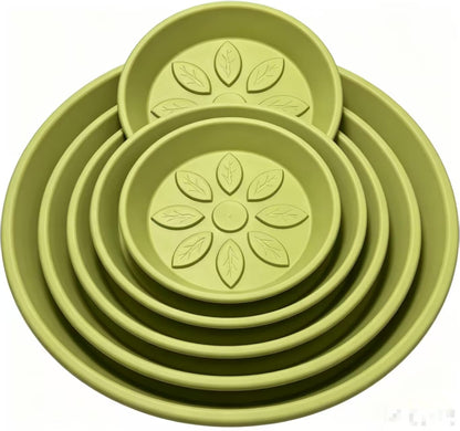 Heavy Duty Light Green Plant Saucer, Deep Waterproof Garden Drip Tray, Stylish Leaf Pattern Round Pot Base For Home Indoor Outdoor Planters, plant water catcher tray, trays for plants 10 Inch