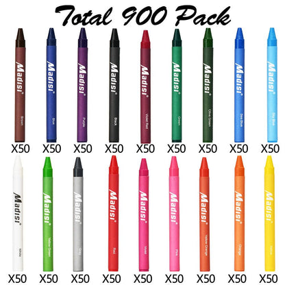 Madisi Crayon Bulk pack, Regular Size, 18 Colors, 900 Count