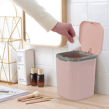 Morcte 0.5 Gallon Tiny Trash Can, Mini Desktop Garbage Can with Push Button Lid, Pink