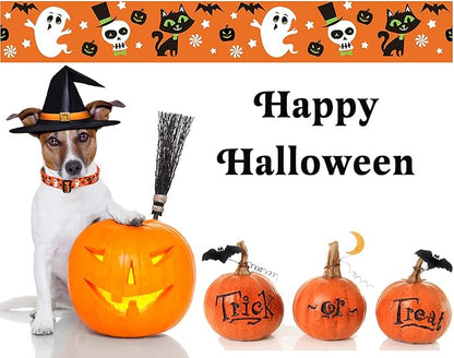 Mihqy Halloween Dog Collar - Pumpkin Bat Ghost Pattern - Adjustable for Small Medium Large Dogs(Halloween,L)