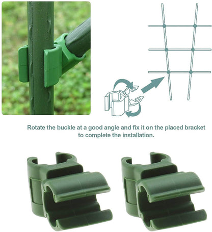 50X Plant Trellis Cane Connector, Climbing Rattan Stent Accessories Plant Connector Stake Clip for Garden Orchard Tomato Cage 11mm (7/16 inch)