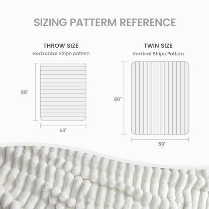 Cozy Bliss Faux Fur Throw Blanket for Couch, Cozy Warm Plush Striped Blanket for Sofa Bedroom Living Room, 50 * 60 Inches Cream White