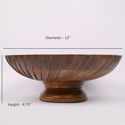 Mahasu Fruit Bowl Wooden Fruit Bowl for Kitchen Counter for Home Decor or Decorative Fruit Bowl for Table (12" X 12'" X 4.75")