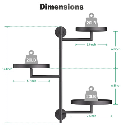 YQSLYSF Window Rotating Plant Stand Shelf Indoor Black Metal Floating Shelves 3-Tier Wall Mount Plant Holders for Living Room Wall Planter Modern Home Decor for Gardening